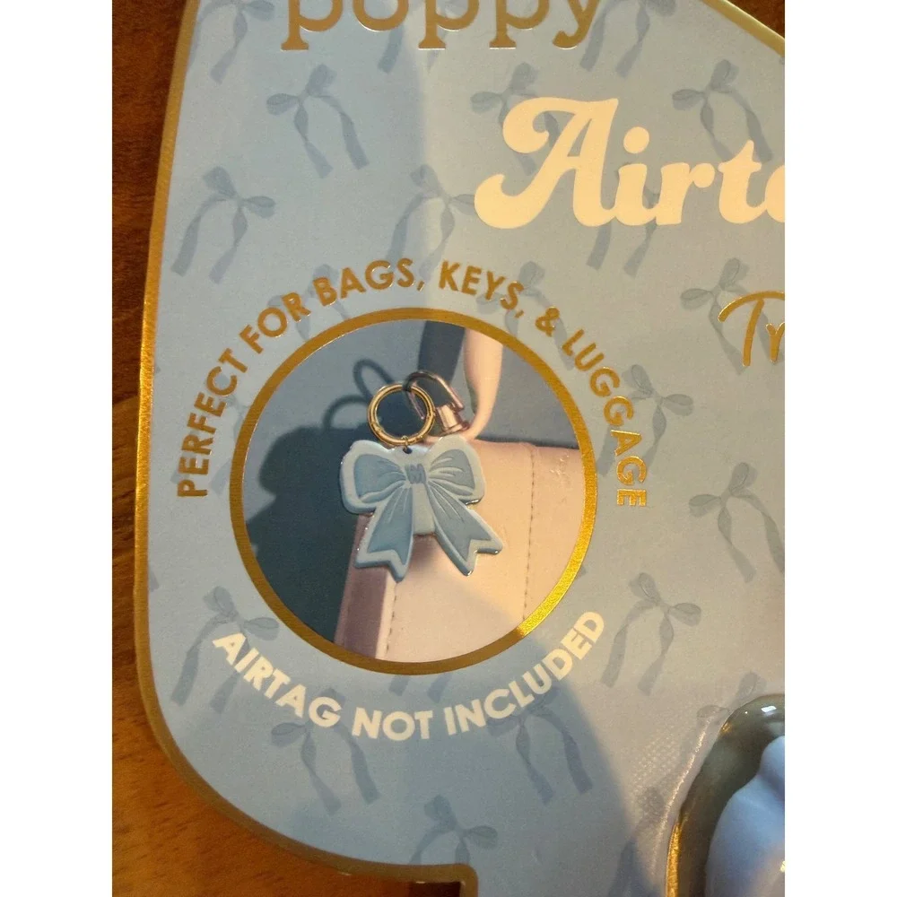 XO Poppy AirTag Holder Women OS Blue New Bow Silicone Keychain Case Accessory